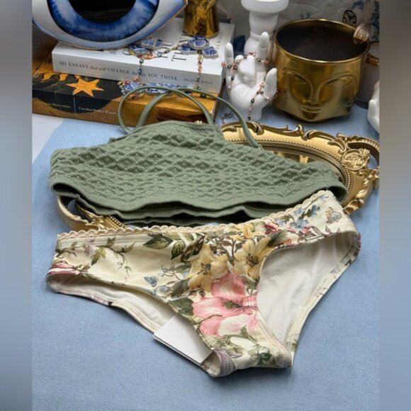 🆕 ZIMMERMANN KIDS 🧿 NWOT Waverly Knit Bandeau Bikini, Mismatched Floral Sz 10Y - Picture 7 of 14